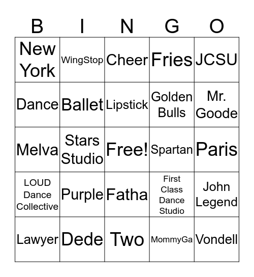 Marshae Bingo Card