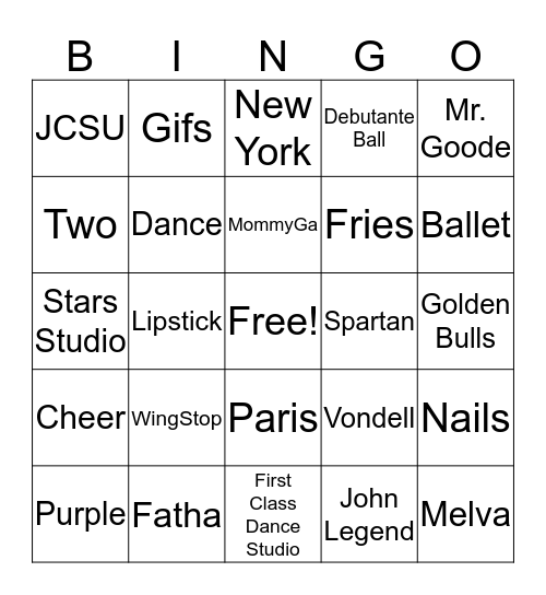 Marshae Bingo Card