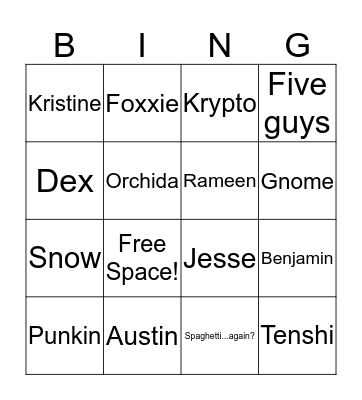 Cecil bingo Card