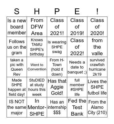 Find A Member Who Bingo Card