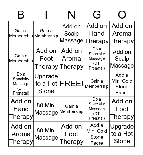 Massage Therapist Bingo Card