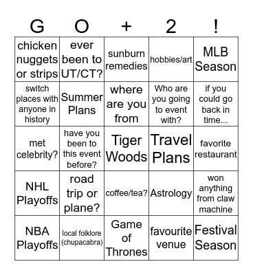 Fan Connect Bingo Card