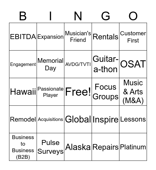 Town Hall Bingo  Bingo Card