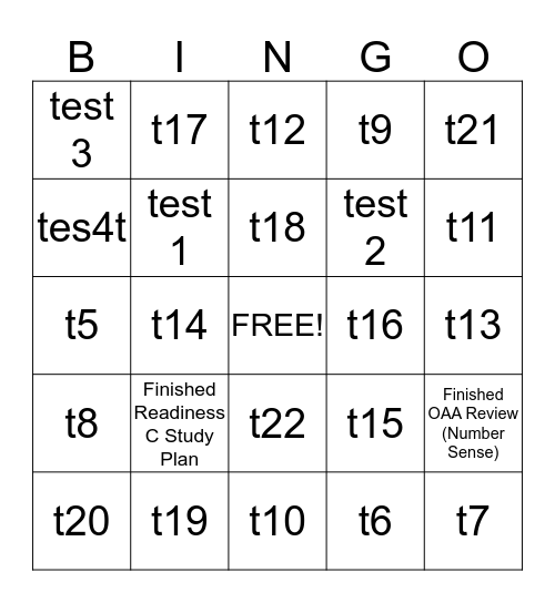 Reese Mth 6 Bingo Card