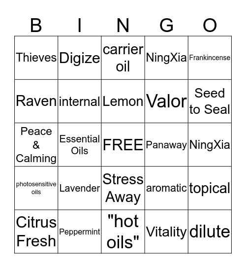 Oily BINGO Card