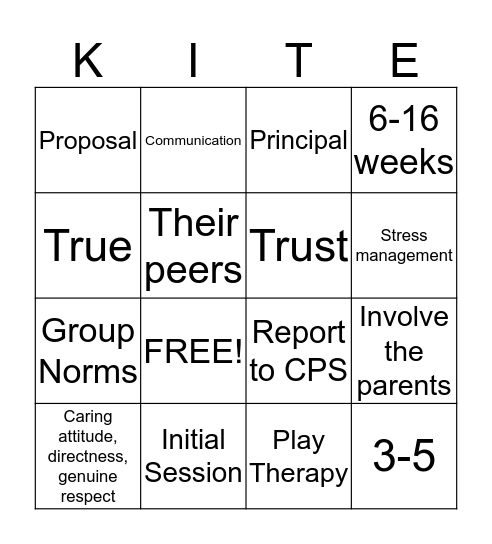 Kites Bingo Game Bingo Card