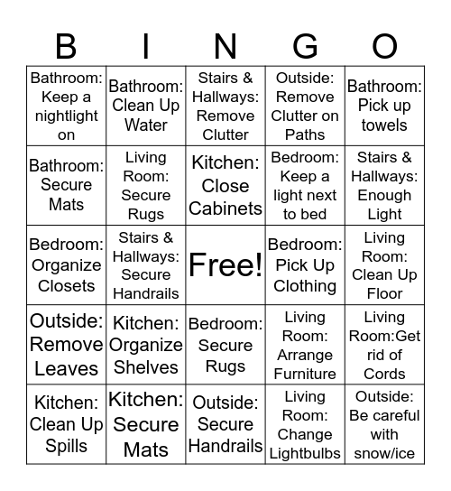 Stopping Stumbles  Bingo Card