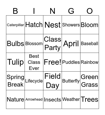 Spring Bingo Card