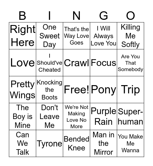 R&Bingo Round 1 Bingo Card