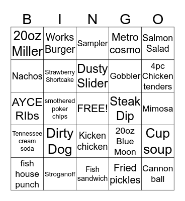 Wild Bills Bingo Card