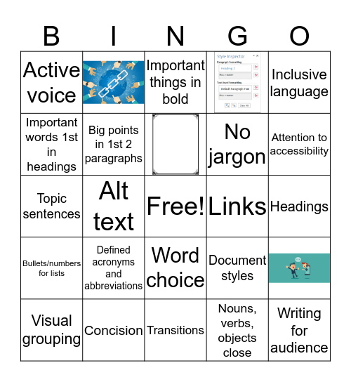 Ann Shivers-McNair's Inclusive Writing and Design Bingo Card