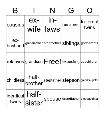 LEVEL 3: FAMILY Bingo Card