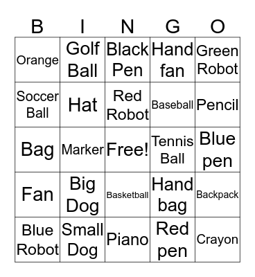 ENGLISH BINGO! Bingo Card