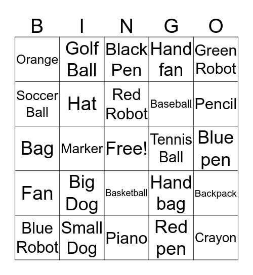ENGLISH BINGO! Bingo Card