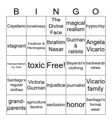 Background & Geography Bingo Card