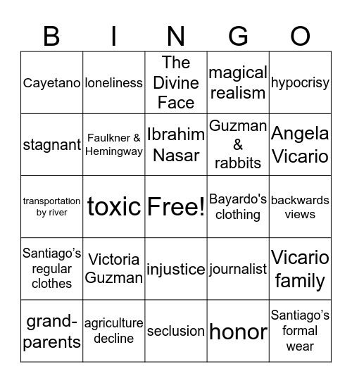 Background & Geography Bingo Card