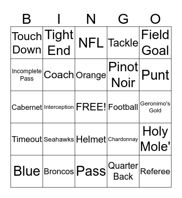 EDNV PRE-Super Bowl SNACKDown Bingo Card