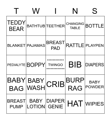 TWINGO Bingo Card