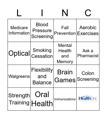 HealthLinc-o Bingo Card