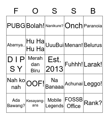 FOSSB EDITION ❤  Bingo Card