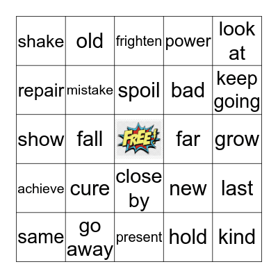 Synonyms 1A Bingo Card