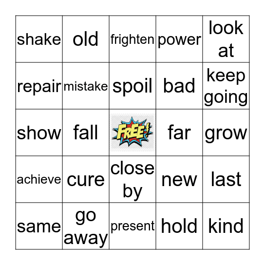 Synonyms 1A Bingo Card