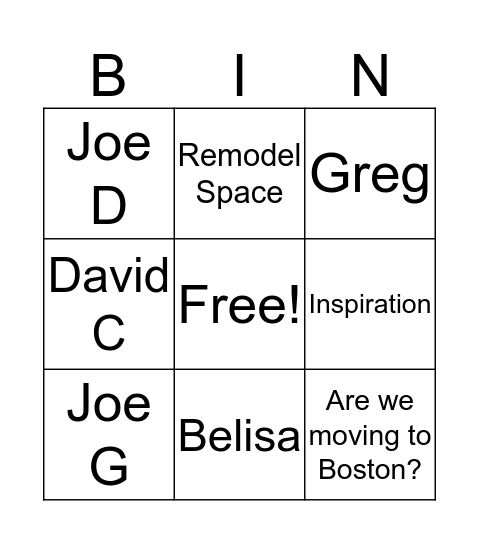 Question Session Bingo Card