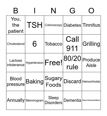 Health Promotion Bingo 2.0 Bingo Card