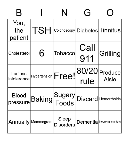 Health Promotion Bingo 2.0 Bingo Card