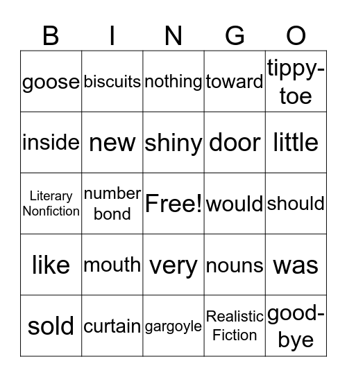 WORDO Bingo Card