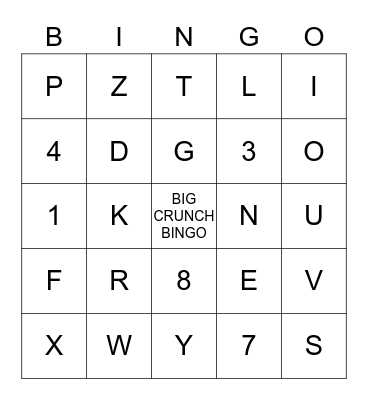 BIG CRUNCH BINGO Card