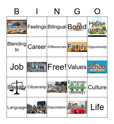 Helping Immigrant Children Heal BINGO Card