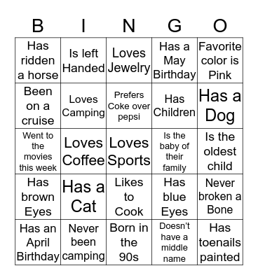 ROLL CALL BINGO Card