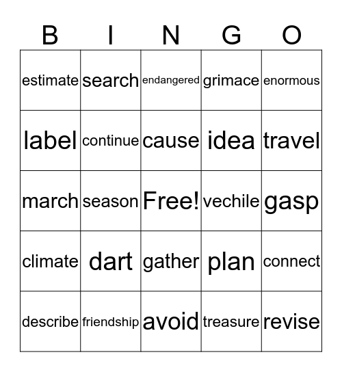 Tier Two Bingo Card