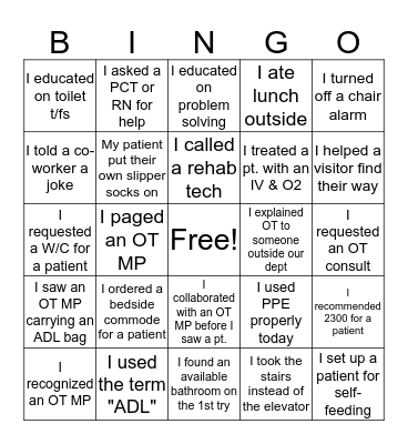 OT Month BINGO Card