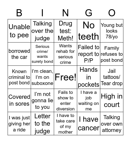 Motion hour BINGO Card