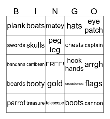 Argh! Bingo Card