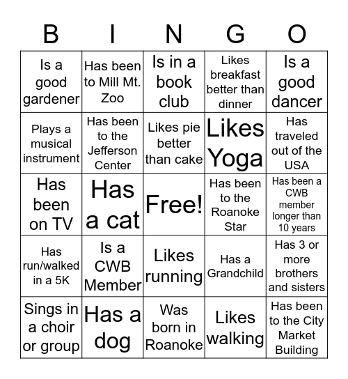 Luncheon Bingo Card