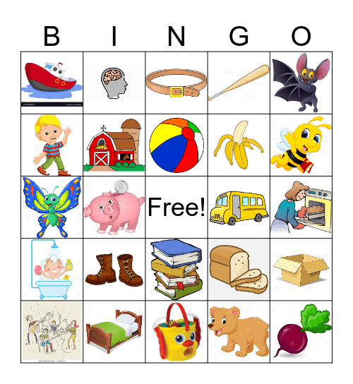 Letter B Bingo Card