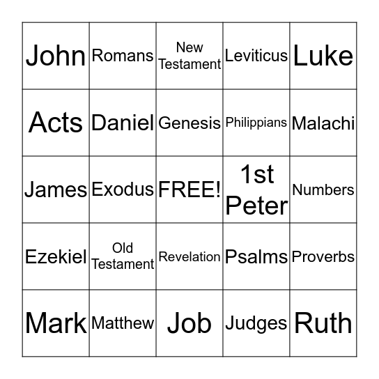 BIBLE BINGO Card