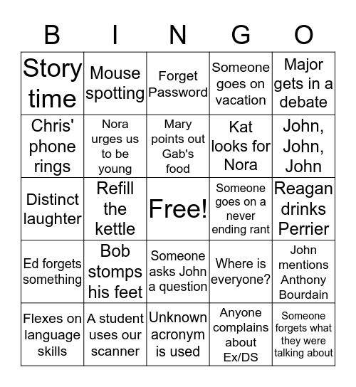 Political Training BINGO Card