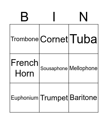 Brass Instruments Bingo Card