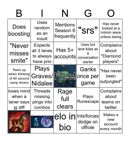 Jungler Bingo Card