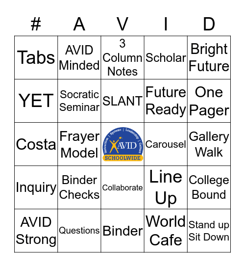 #AVID Bingo Card