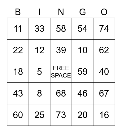 BLINGO BINGO! Bingo Card