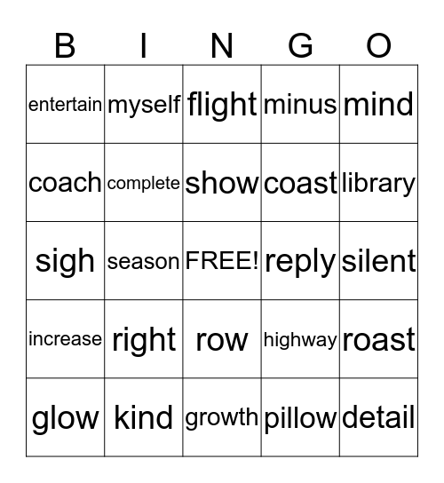 Spelling List 3- Grade 4 Bingo Card