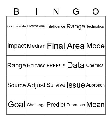 Vocabulary Units 1-2 Bingo Card