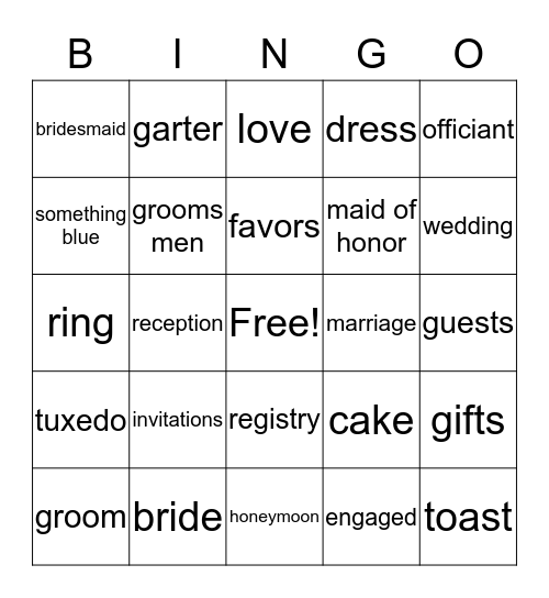 Kaylee   Bride Bingo Card