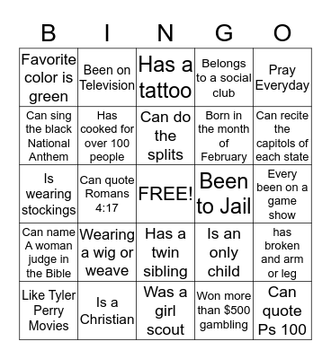 Human Bingo Card