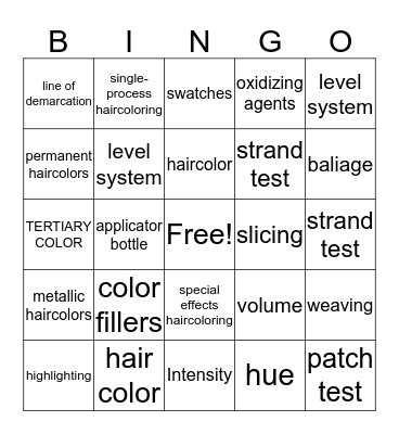 Haircoloring Bingo Card